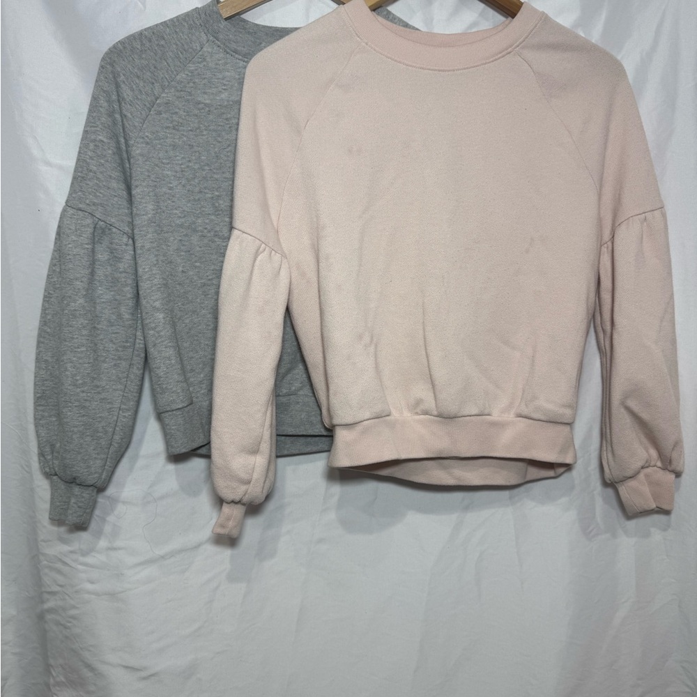 Bundle | Aerie Gray and Pink Crewneck Cropped Sweater | XXS